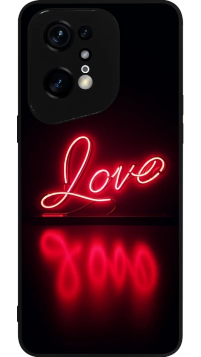 Coque OPPO Find X5 Pro - Silicone rigide noir Valentine 2025 Neon Love