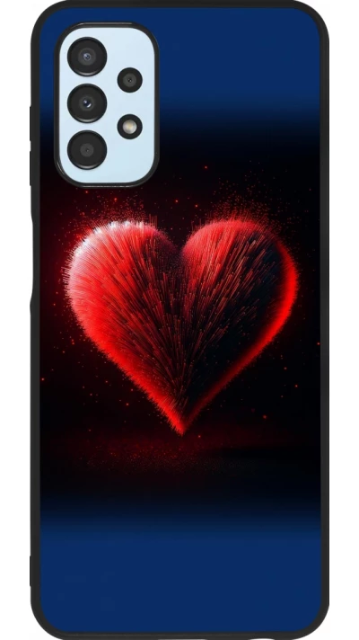 Coque Samsung Galaxy A13 5G - Silicone rigide noir Valentine 2025 coeur rouge