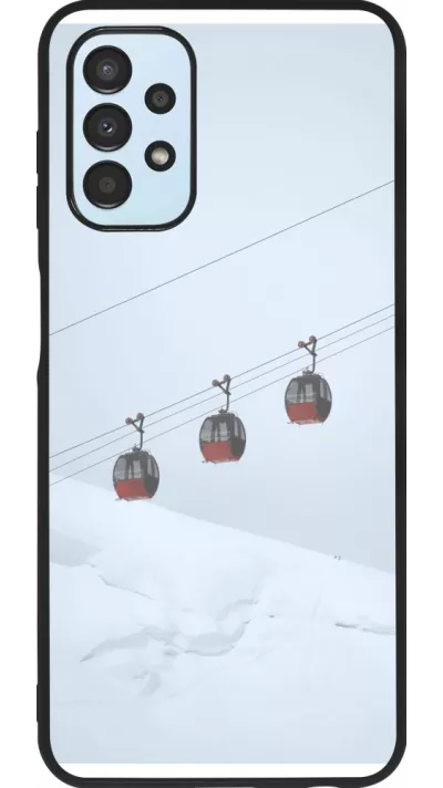 Coque Samsung Galaxy A13 5G - Silicone rigide noir Winter 22 ski lift