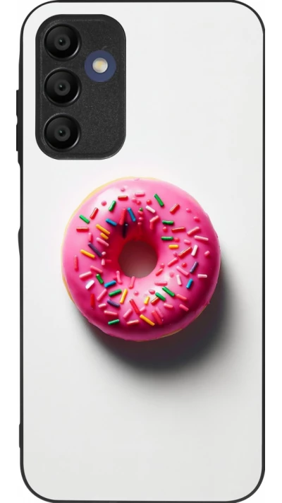 Coque Samsung Galaxy A16 - Silicone rigide noir Weißer Hintergrund, pinker Donut
