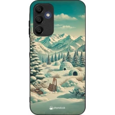 Samsung Galaxy A16 Case Hülle - Silikon schwarz Vintage Schneebedeckter Berg Iglu