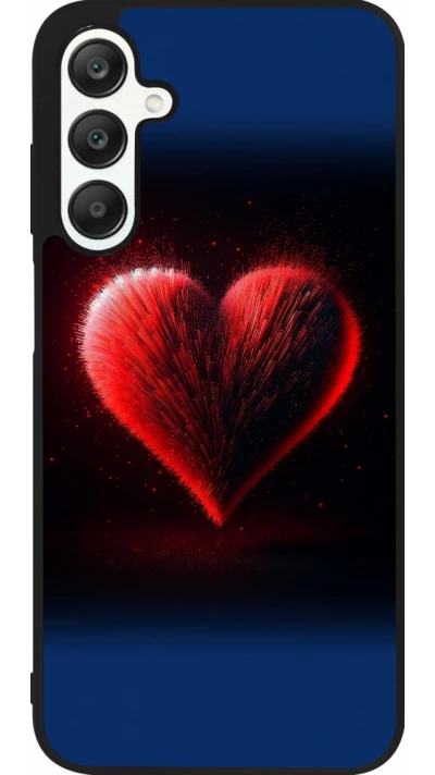 Coque Samsung Galaxy A25 - Silicone rigide noir Valentine 2025 coeur rouge