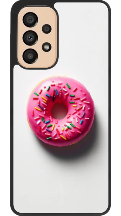 Coque Samsung Galaxy A33 5G - Silicone rigide noir Weißer Hintergrund, pinker Donut