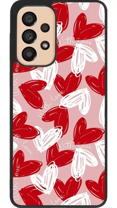 Coque Samsung Galaxy A33 5G - Silicone rigide noir Valentine 2024 with love heart