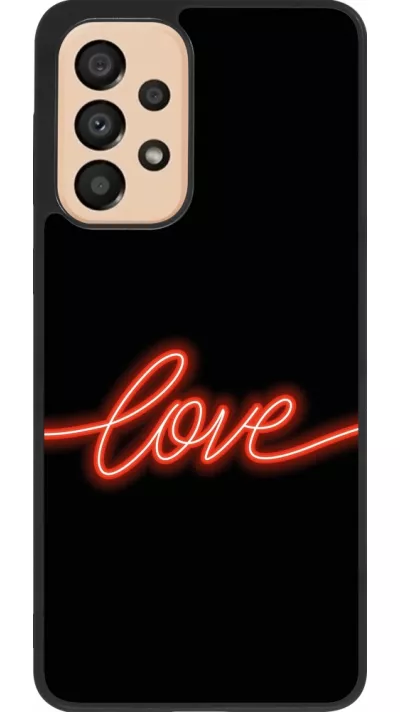 Coque Samsung Galaxy A33 5G - Silicone rigide noir Valentine 2023 neon love