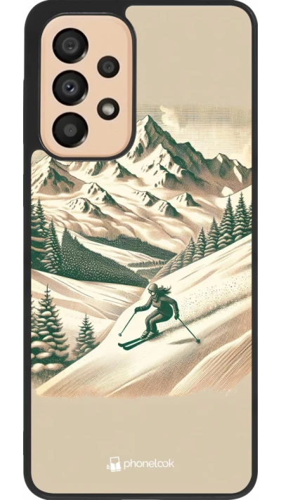 Coque Samsung Galaxy A33 5G - Silicone rigide noir Vintage Ski Mountain