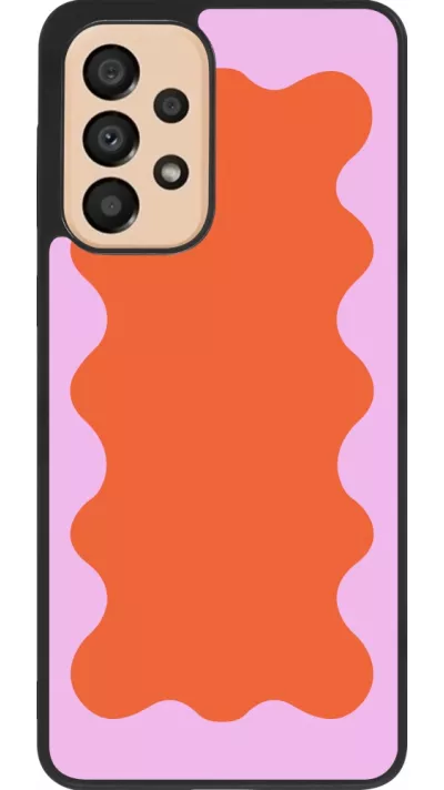 Coque Samsung Galaxy A33 5G - Silicone rigide noir Wavy Rectangle Orange Pink