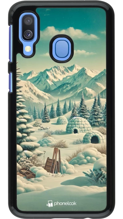 Coque Samsung Galaxy A40 - Vintage Snowy Mountain Igloo