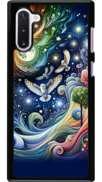 Coque Samsung Galaxy Note 10 - hibou volant floral