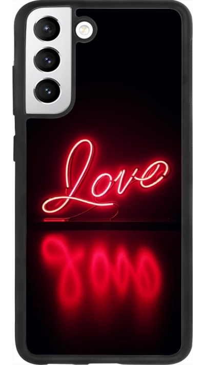 Samsung Galaxy S21 FE 5G Case Hülle - Silikon schwarz Valentine 2025 Neon Liebe