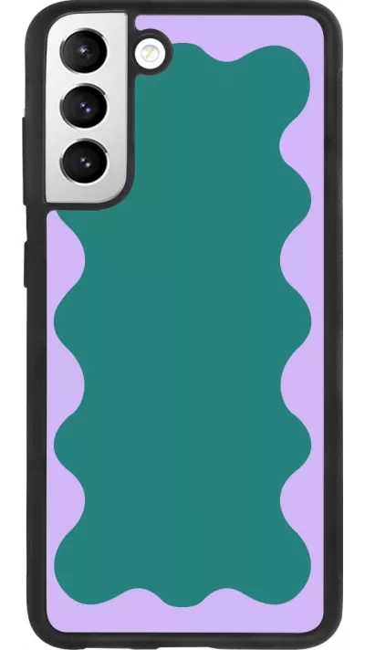 Samsung Galaxy S21 FE 5G Case Hülle - Silikon schwarz Wavy Rectangle Green Purple
