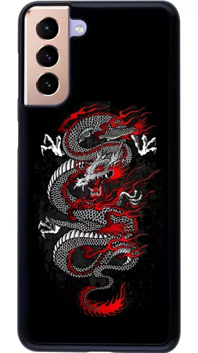 Coque Samsung Galaxy S21+ 5G - Japanese style Dragon Tattoo Red Black
