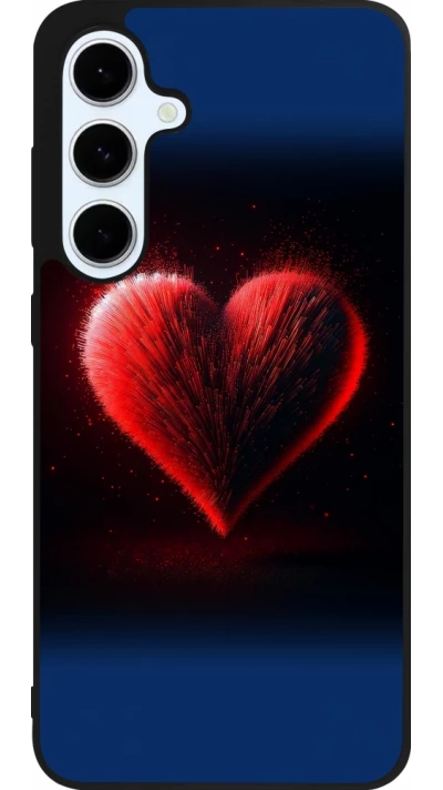 Samsung Galaxy S24 FE Case Hülle - Silikon schwarz Valentin 2025 rotes Herz