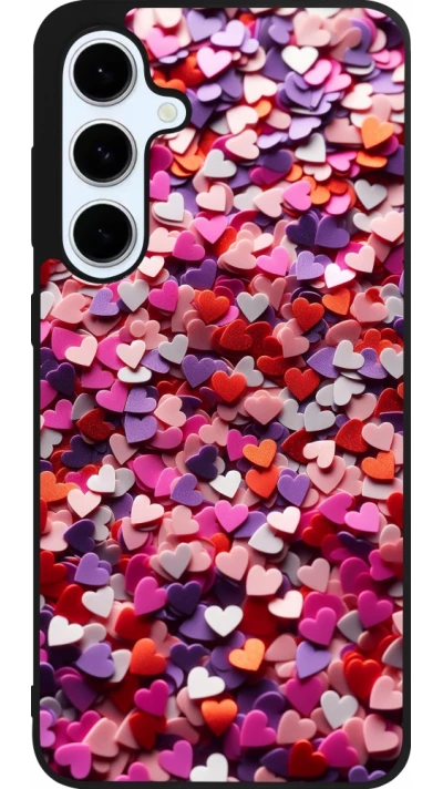 Samsung Galaxy S24 FE Case Hülle - Silikon schwarz Valentin 2025 Konfetti