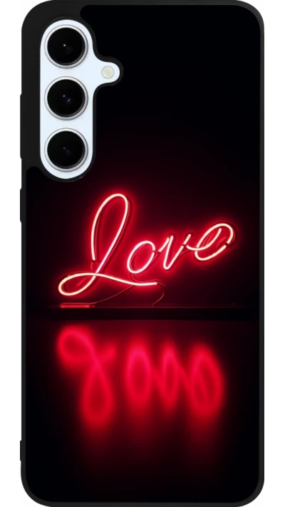 Samsung Galaxy S24 FE Case Hülle - Silikon schwarz Valentine 2025 Neon Liebe