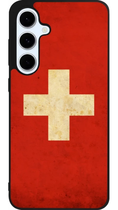 Samsung Galaxy S24 FE Case Hülle - Silikon schwarz Vintage Flag SWISS