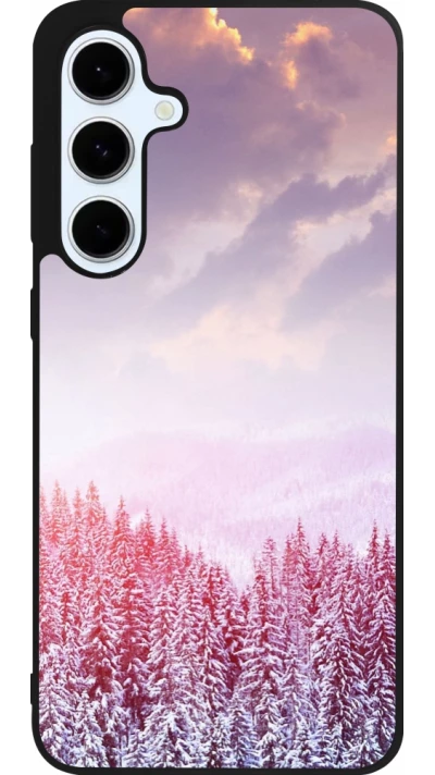 Samsung Galaxy S24 FE Case Hülle - Silikon schwarz Winter 22 Pink Forest