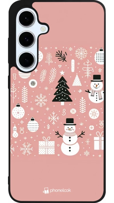 Samsung Galaxy S24 FE Case Hülle - Silikon schwarz Weihnachten 2024 Rose Schneemann Weihnachten