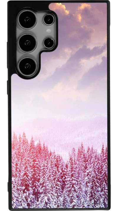 Coque Samsung Galaxy S24 Ultra - Silicone rigide noir Winter 22 Pink Forest