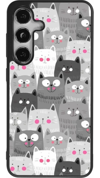 Samsung Galaxy S25 Case Hülle - Silikon schwarz Katzenschwärme