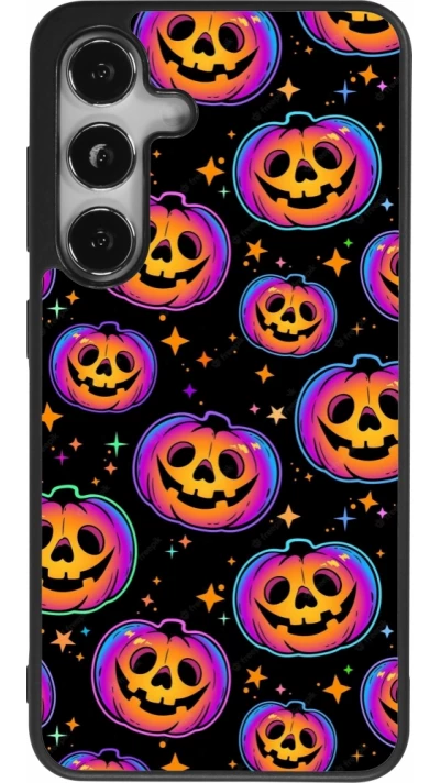 Samsung Galaxy S25 Case Hülle - Silikon schwarz Halloween 2024 rainbow pumpkins