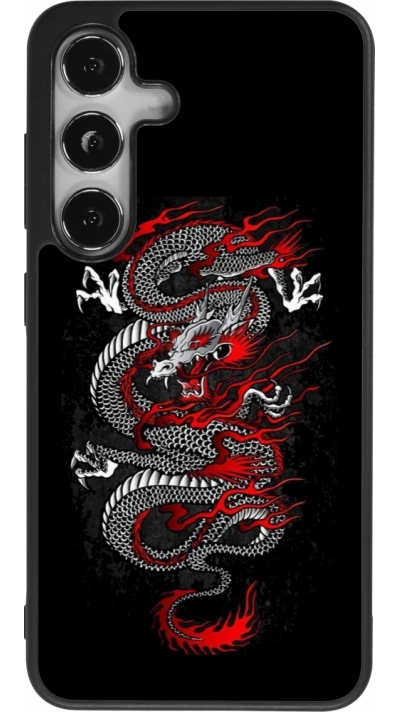Samsung Galaxy S25 Case Hülle - Silikon schwarz Japanese style Dragon Tattoo Red Black