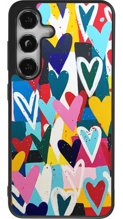 Samsung Galaxy S25 Case Hülle - Silikon schwarz Joyful Hearts