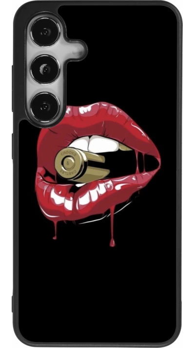Samsung Galaxy S25 Case Hülle - Silikon schwarz Lips bullet