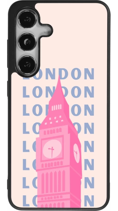 Samsung Galaxy S25 Case Hülle - Silikon schwarz London Pink Print