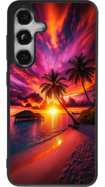 Samsung Galaxy S25 Case Hülle - Silikon schwarz Malediven Abenddämmerung Glückseligkeit