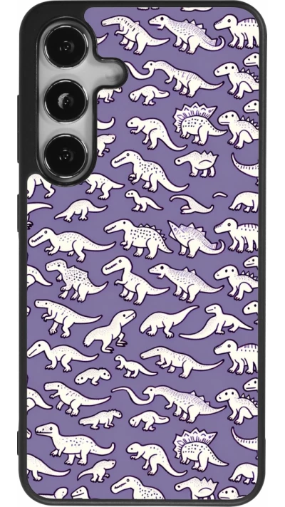 Samsung Galaxy S25 Case Hülle - Silikon schwarz Mini-Dino-Muster violett