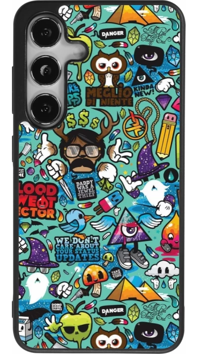 Samsung Galaxy S25 Case Hülle - Silikon schwarz Mixed Cartoons Turquoise