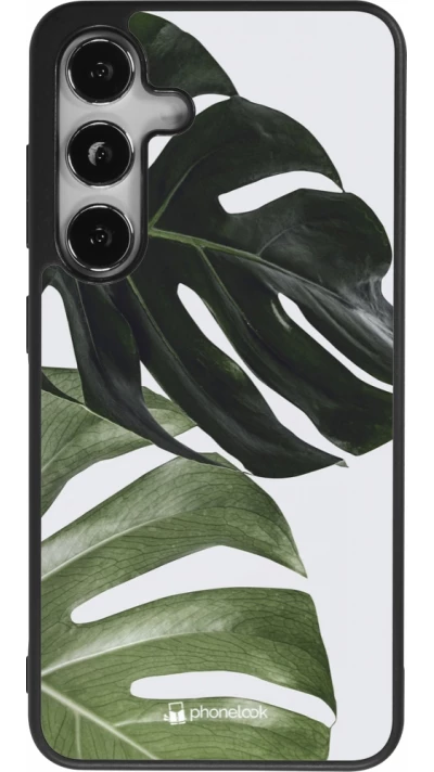 Samsung Galaxy S25 Case Hülle - Silikon schwarz Monstera Plant