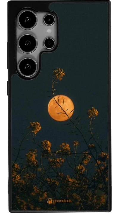 Samsung Galaxy S25 Ultra Case Hülle - Silikon schwarz Moon Flowers