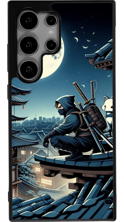 Samsung Galaxy S25 Ultra Case Hülle - Silikon schwarz Ninja unter dem Mond