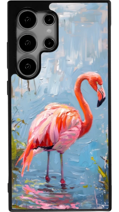 Samsung Galaxy S25 Ultra Case Hülle - Silikon schwarz Paint Flamingo