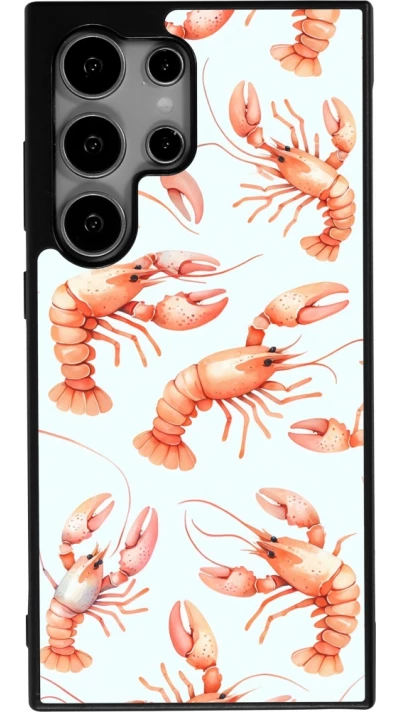 Samsung Galaxy S25 Ultra Case Hülle - Silikon schwarz Muster von pastellfarbenen Hummern