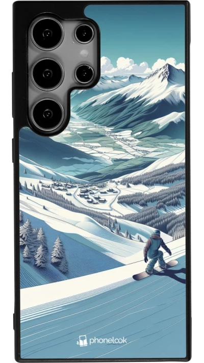 Samsung Galaxy S25 Ultra Case Hülle - Silikon schwarz Snowboarder Berg