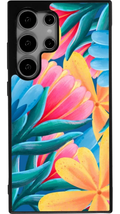 Samsung Galaxy S25 Ultra Case Hülle - Silikon schwarz Spring 23 colorful flowers
