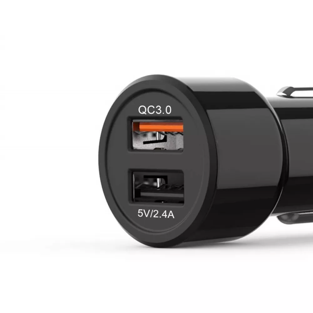 30W universel double USB chargeur allume-cigare de voiture Quick Charge 3.0 PhoneLook - Noir