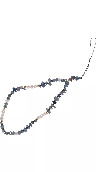 Bijou de téléphone universel / Pendentif bracelet à charms - N°60 - Petites pierres saphir
