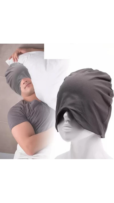 Bonnet de nuit et masque pour les yeux coupe-vent doux respirant pour le sommeil voyage camping - Gris foncé