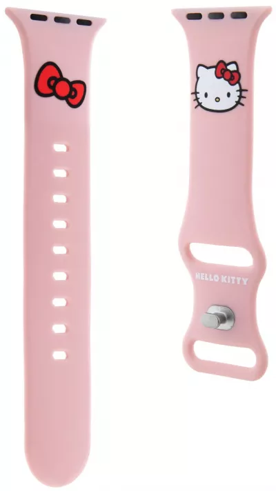 Bracelet ajustable Hello Kitty en silicone soft touch avec logo imprimé - Rose - Apple Watch 38/40/41/42 mm