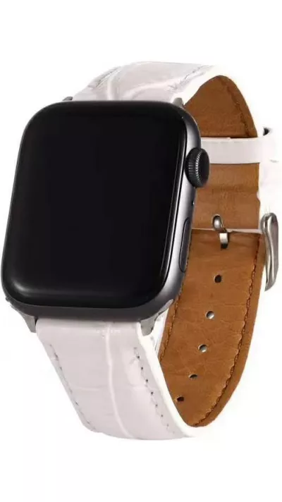 Bracelet crocodile blanc - Apple Watch 38/40/41/42 mm