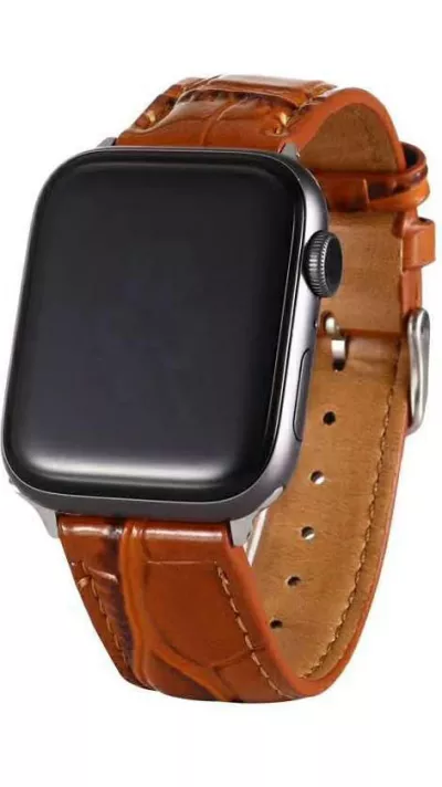 Bracelet crocodile brun - Apple Watch 44/45/46/49 mm