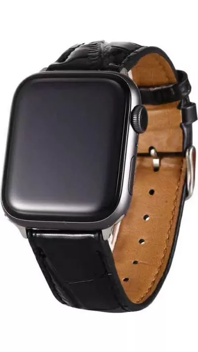 Bracelet crocodile noir - Apple Watch 44/45/46/49 mm