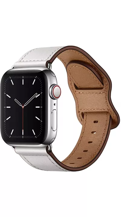 Bracelet cuir  blanc - Apple Watch 44/45/46/49 mm