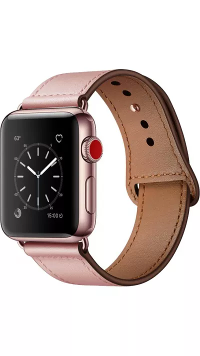 Bracelet cuir rose - Apple Watch 38/40/41/42 mm