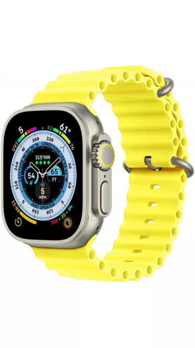 Bracelet en caoutchouc silicone ondulé - Jaune - Apple Watch 44/45/46/49 mm