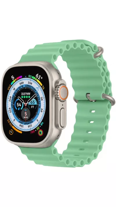 Bracelet en caoutchouc silicone ondulé - Vert menthe - Apple Watch 44/45/46/49 mm